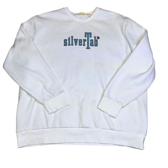 Levi's Silvertab Baggy Sweatshirt Size XXL White Graphic Pullover T-Shirt Retro - Picture 1 of 10